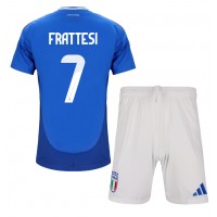 Fotballdrakt Barn Italia Davide Frattesi #7 Hjemmedraktsett EM 2024 Kortermet (+ Korte bukser)